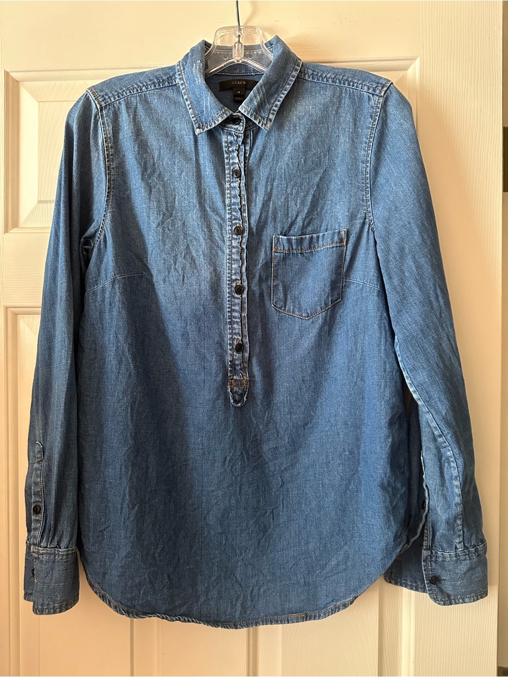 J Crew Denim Button-Front Pullover Long-Sleeve Shirt - 4
